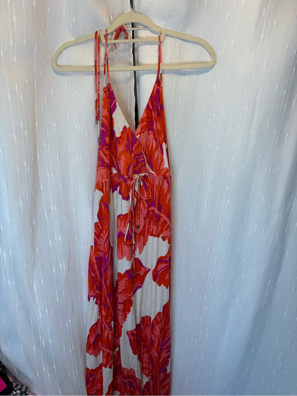 Banana Republic Orange and Pink Tropical Halter Dress Milly collection